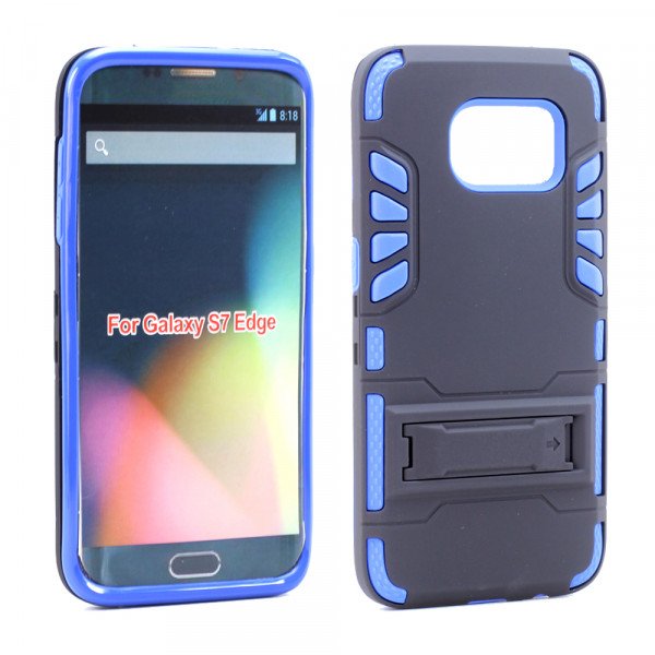 Wholesale Samsung Galaxy S7 Edge Hard Shield Hybrid Case (Blue)